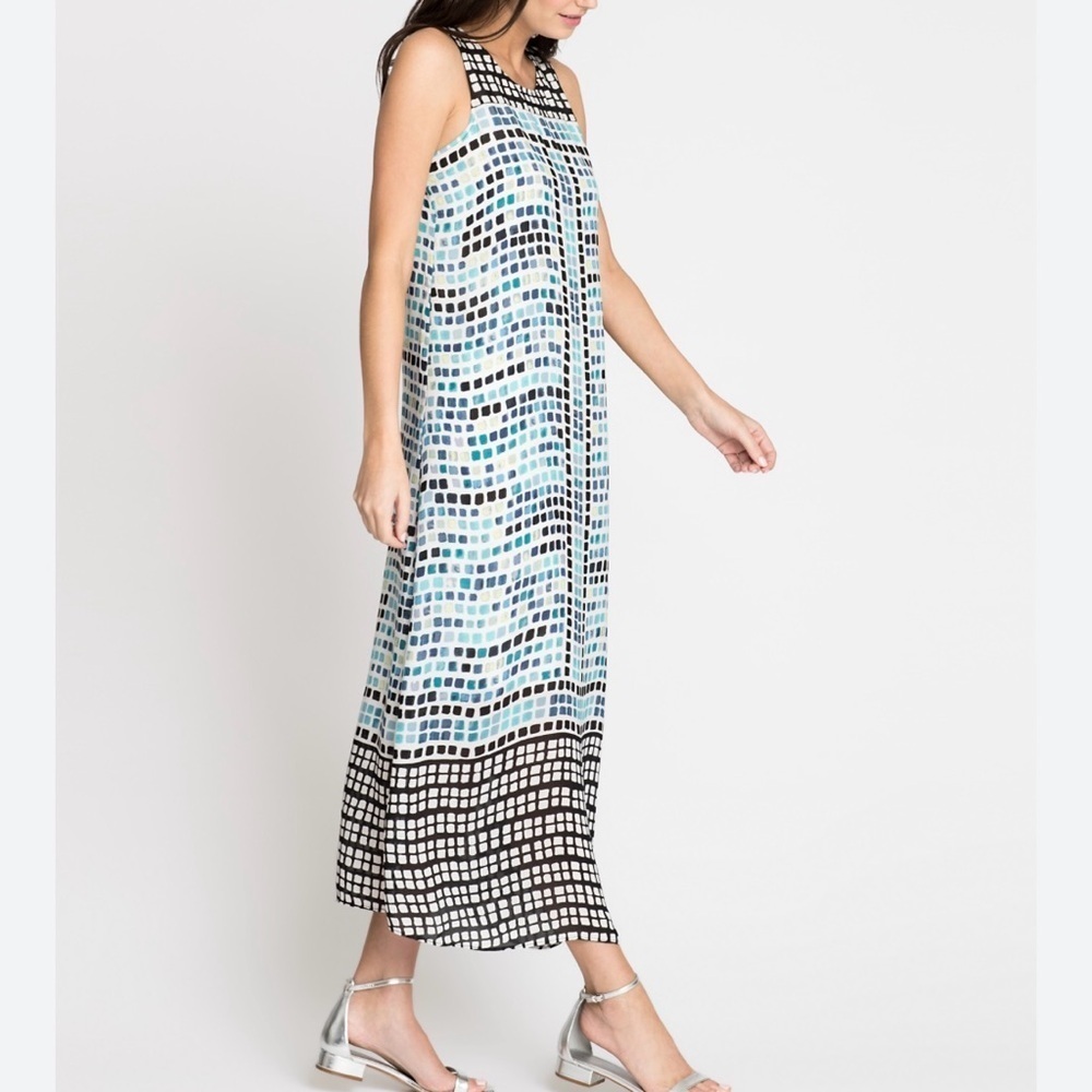 STELLA MARTINI Wave Maxi Dress, blue and black, summer day time dress